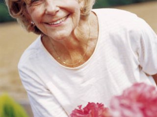 Older woman with flowers