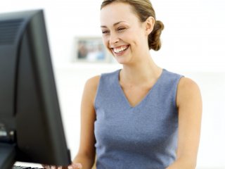 Female looking at a computer